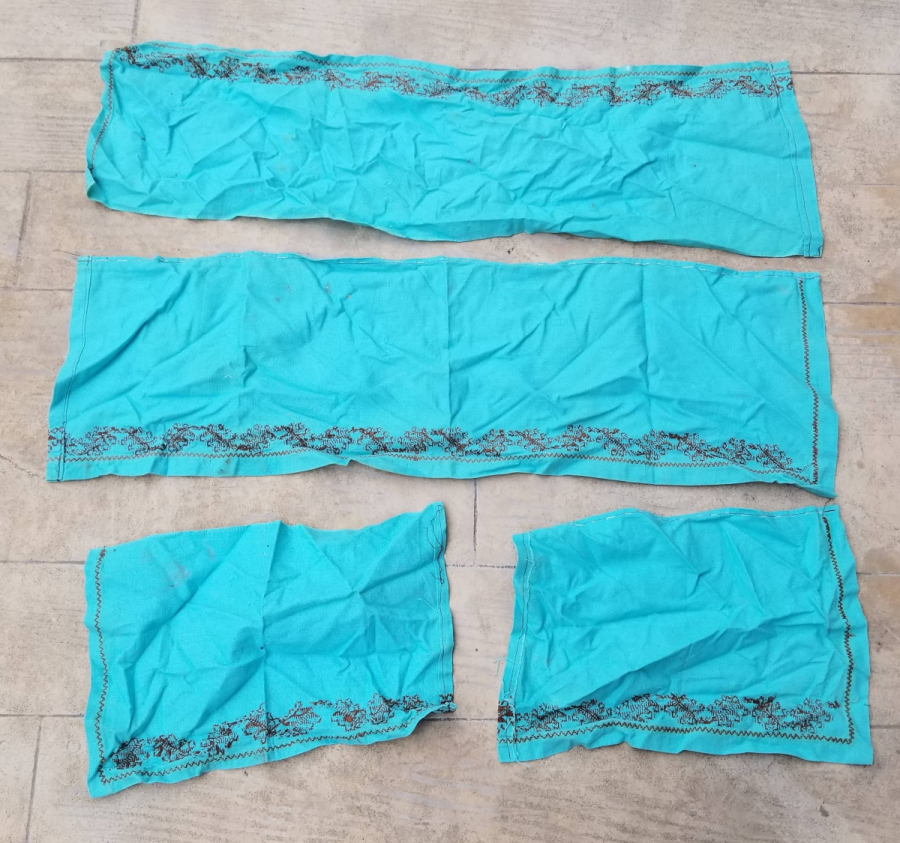 EL İŞLEMESİ ANTİKA KANAVİÇE SEDİR KENARI VE YASTIK TAKIMI