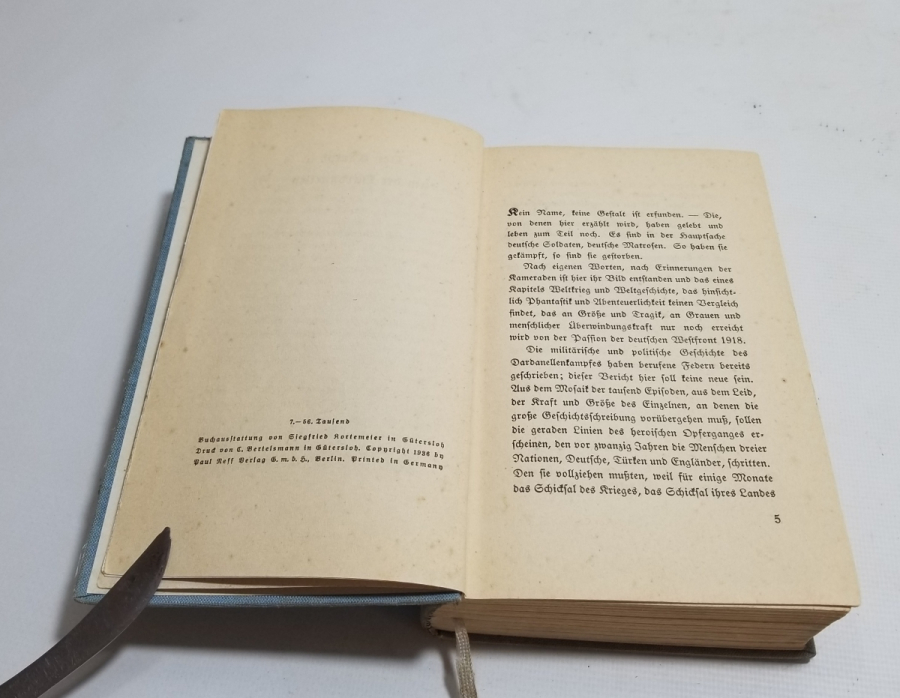 1. DÜNYA SAVAŞI DÖNEMİ İÇİ GRAVÜRLÜ ÇANAKKALE CEPHESİ KONULU ALMAN BASKISI KİTAP