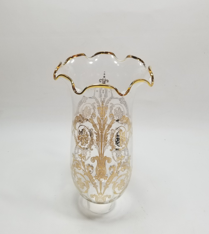 ÜZERİ ALTIN VARAKLI ANTİKA GAZ LAMBASI CAMI