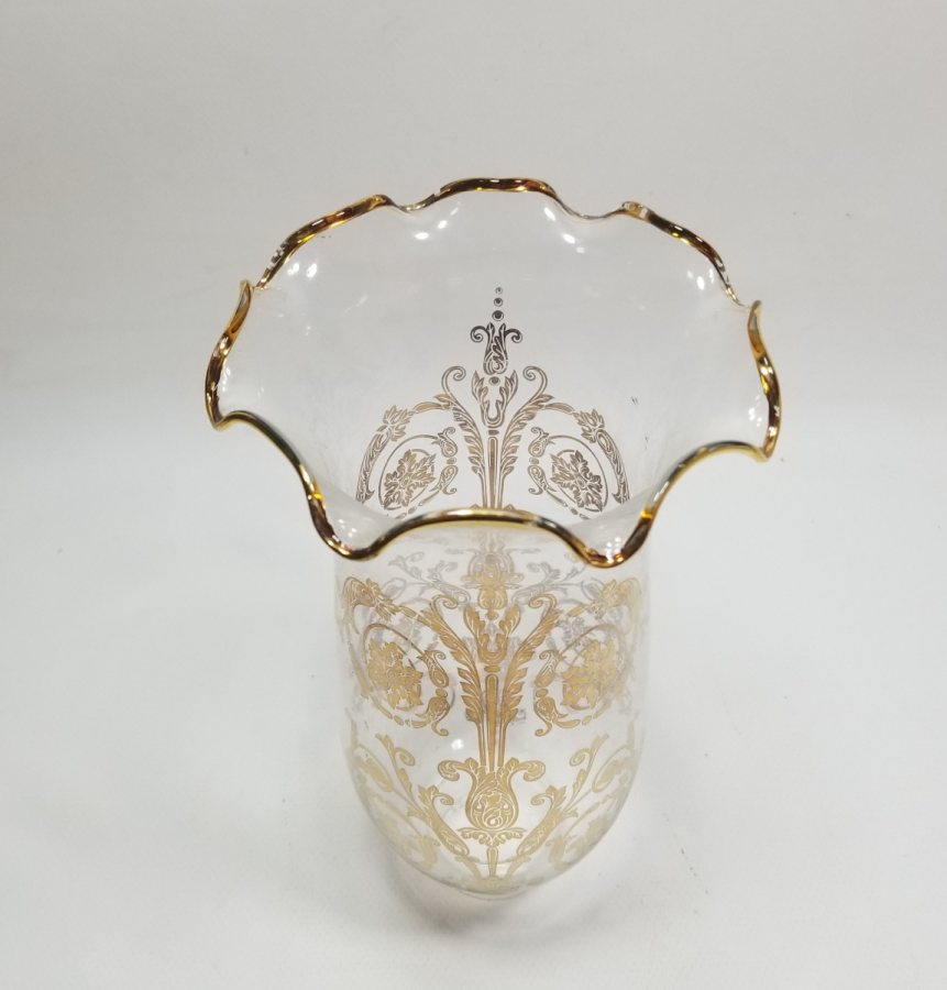 ÜZERİ ALTIN VARAKLI ANTİKA GAZ LAMBASI CAMI