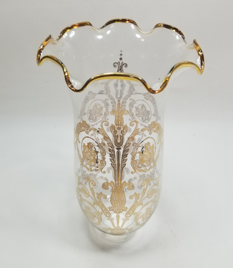 ÜZERİ ALTIN VARAKLI ANTİKA GAZ LAMBASI CAMI