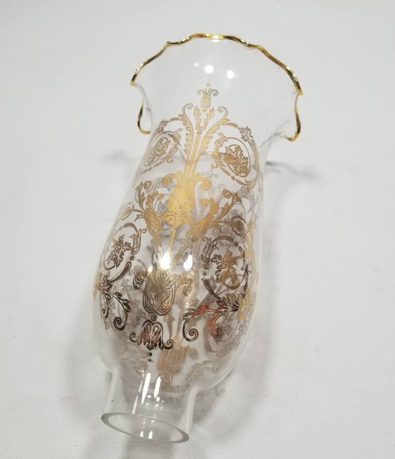 ÜZERİ ALTIN VARAKLI ANTİKA GAZ LAMBASI CAMI