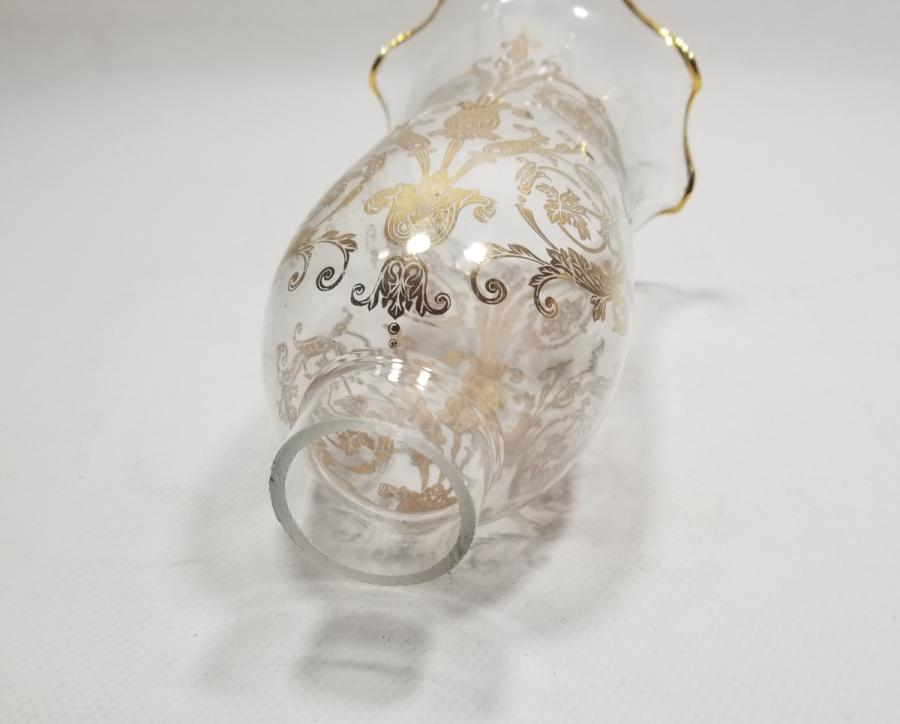 ÜZERİ ALTIN VARAKLI ANTİKA GAZ LAMBASI CAMI