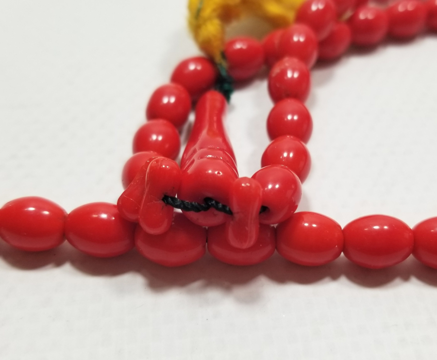 MERCANİ RENKTE ORİJİNAL PÜSKÜLÜYLE OSMANLI DÖNEMİ BEYKOZ NAMAZ TESPİHİ