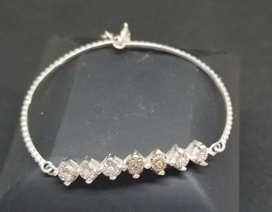 PIRLANTA TAŞLI GÜMÜŞ BİLEZİK - BİLEKLİK