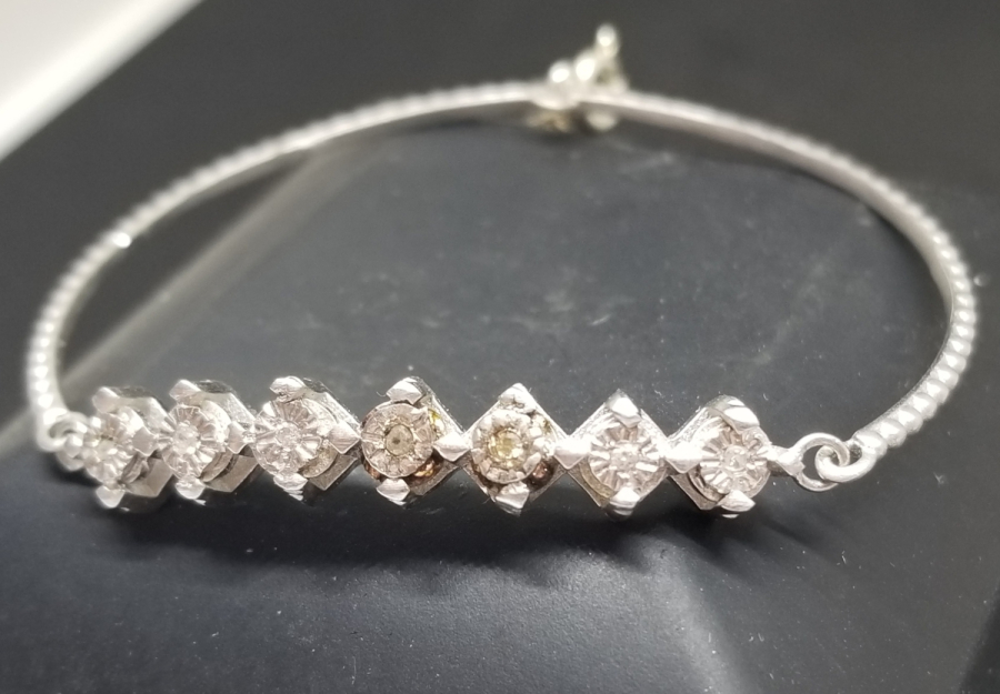 PIRLANTA TAŞLI GÜMÜŞ BİLEZİK - BİLEKLİK