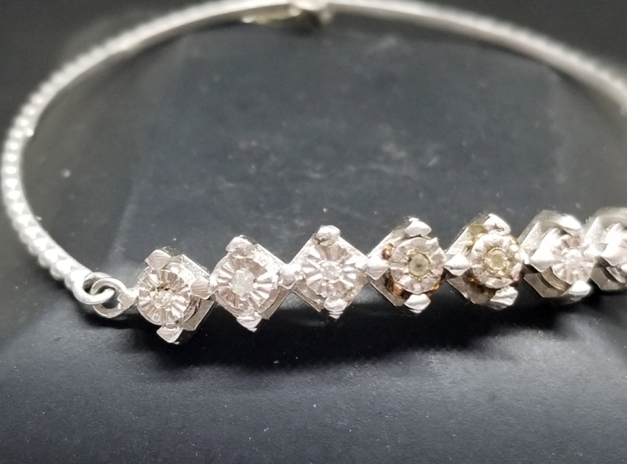 PIRLANTA TAŞLI GÜMÜŞ BİLEZİK - BİLEKLİK