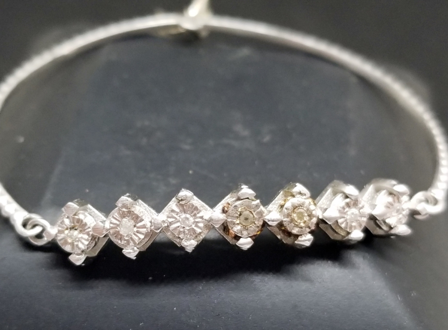 PIRLANTA TAŞLI GÜMÜŞ BİLEZİK - BİLEKLİK