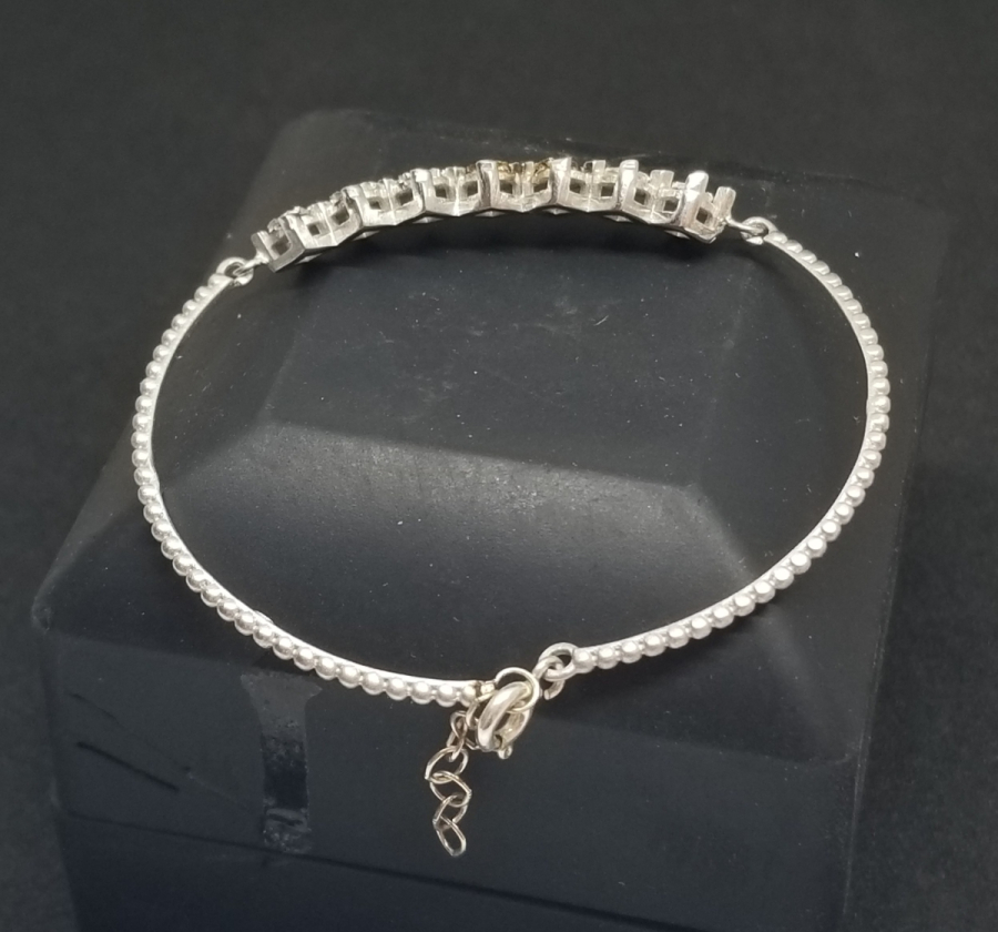 PIRLANTA TAŞLI GÜMÜŞ BİLEZİK - BİLEKLİK