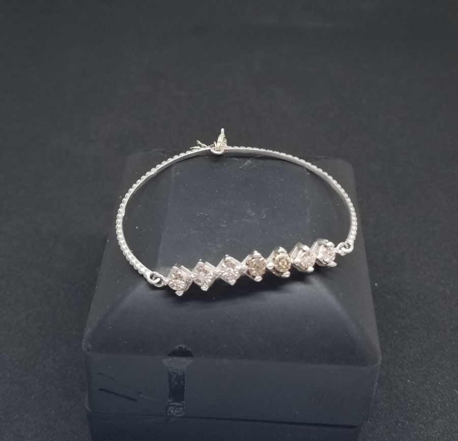 PIRLANTA TAŞLI GÜMÜŞ BİLEZİK - BİLEKLİK