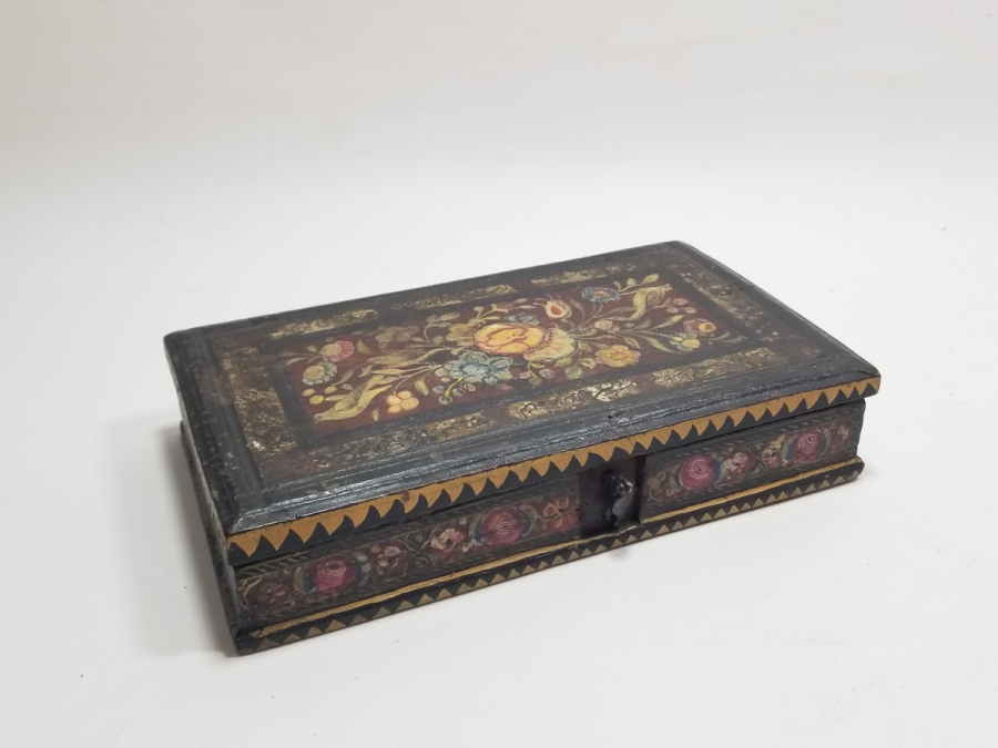 EL BOYAMA İŞÇİLİKLİ VE AYETLİ OSMANLI DÖNEMİ NADİR AHŞAP DİRHEM KUTUSU