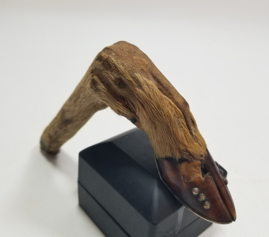 OSMANLI DÖNEMİ ÖZEL YAPIM SAVATLI GÜMÜŞ APLİKLİ CEYLAN AYAĞINDAN YAPILMIŞ BASTON