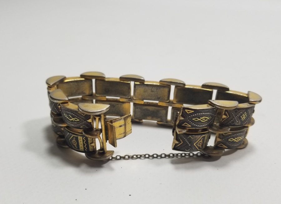 ALTIN VE GÜMÜŞ APLİKLİ ÖZEL YAPIM ANTİKA TOLEDO BİLEKLİK