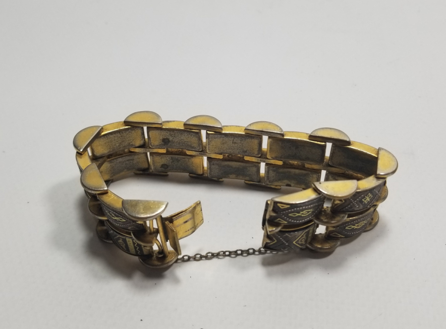 ALTIN VE GÜMÜŞ APLİKLİ ÖZEL YAPIM ANTİKA TOLEDO BİLEKLİK