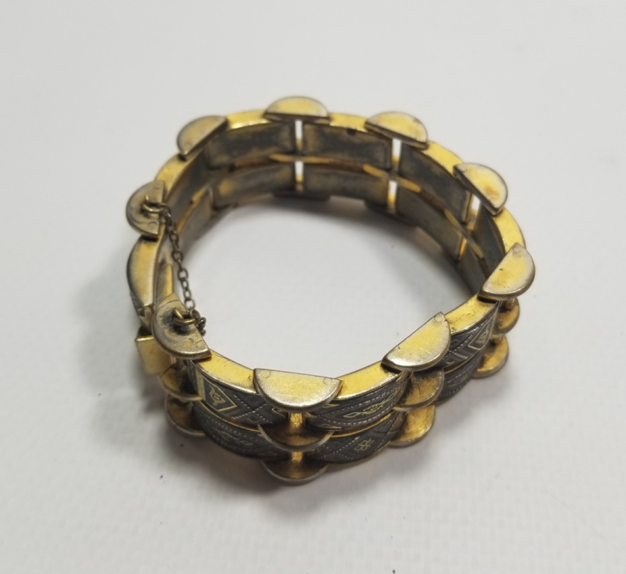 ALTIN VE GÜMÜŞ APLİKLİ ÖZEL YAPIM ANTİKA TOLEDO BİLEKLİK