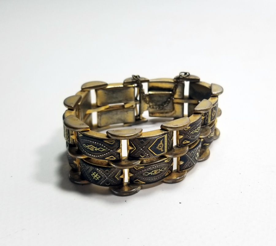 ALTIN VE GÜMÜŞ APLİKLİ ÖZEL YAPIM ANTİKA TOLEDO BİLEKLİK