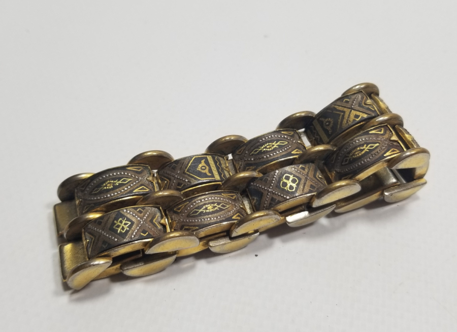 ALTIN VE GÜMÜŞ APLİKLİ ÖZEL YAPIM ANTİKA TOLEDO BİLEKLİK