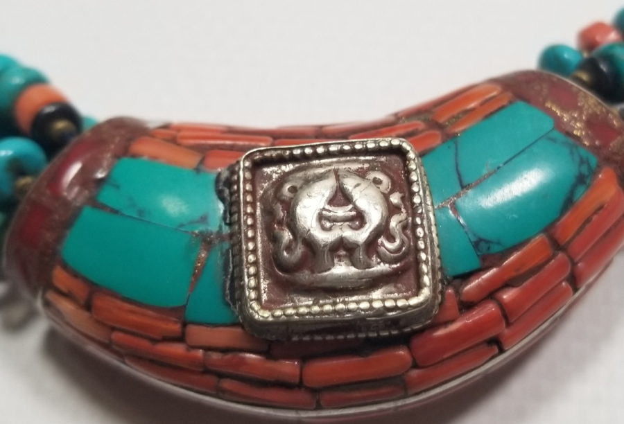 MERCAN VE TURKUAZ TAŞLI ÖZEL YAPIM UZAKDOĞU GERDANLIK