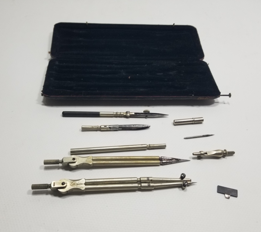 ORİJİNAL KUTUSUNDA ANTİKA PERGEL TAKIMI