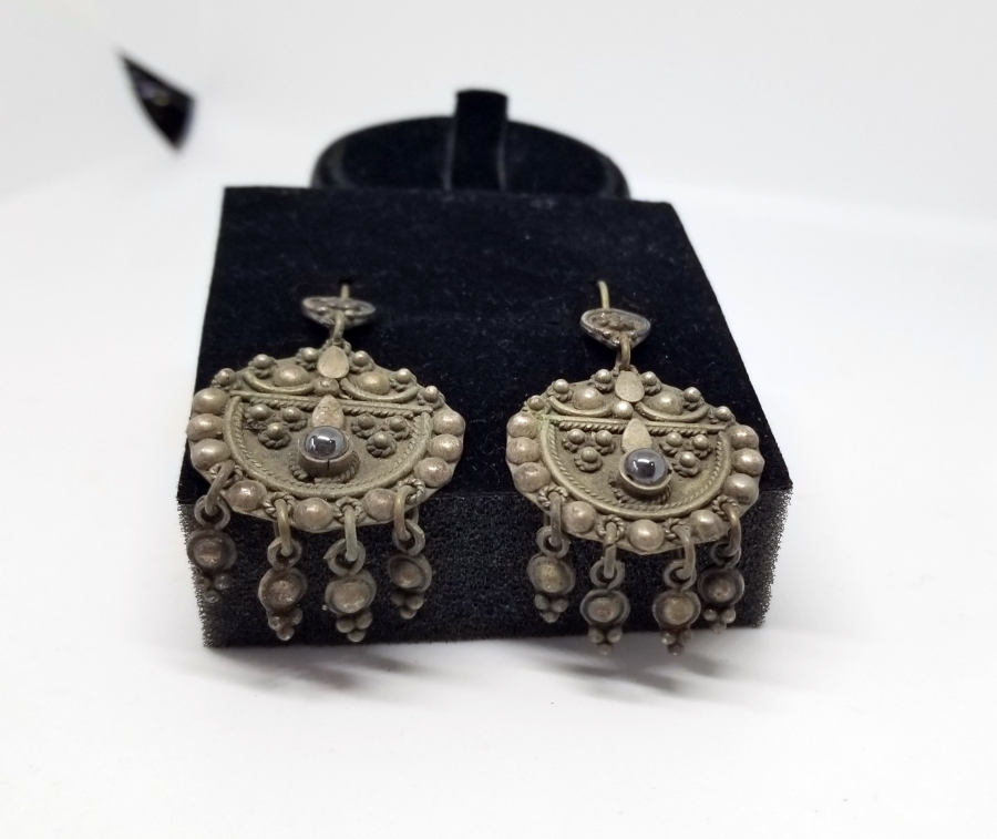 SİTRİN TAŞLI ÖZEL YAPIM ANTİKA GÜMÜŞ KÜPE