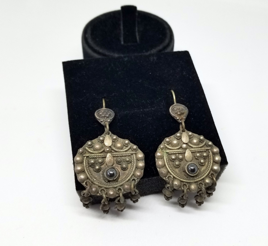 SİTRİN TAŞLI ÖZEL YAPIM ANTİKA GÜMÜŞ KÜPE