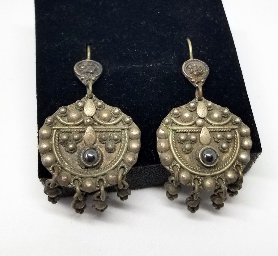 SİTRİN TAŞLI ÖZEL YAPIM ANTİKA GÜMÜŞ KÜPE