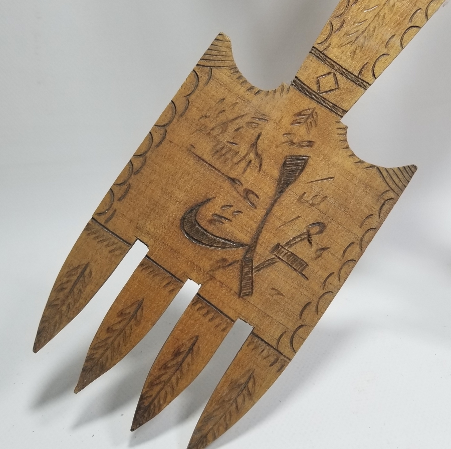 EL YAPIMI ANTİKA AHŞAP DUVAR ÇATAL KAŞIĞI