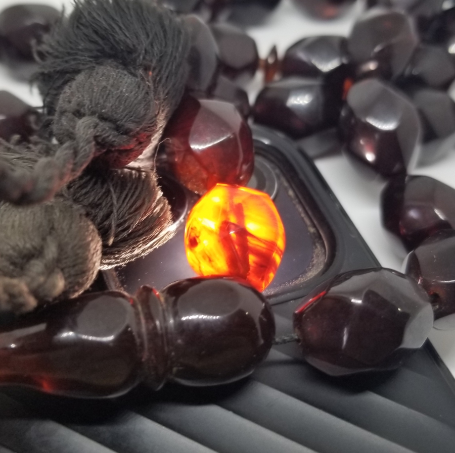 OSMANLI DÖNEMİ USTA İŞİ EL YAPIMI FASETA KESİMLİ ATEŞ KEHRİBARI TESPİH