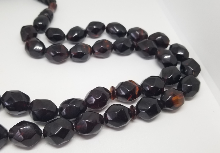 OSMANLI DÖNEMİ USTA İŞİ EL YAPIMI FASETA KESİMLİ ATEŞ KEHRİBARI TESPİH