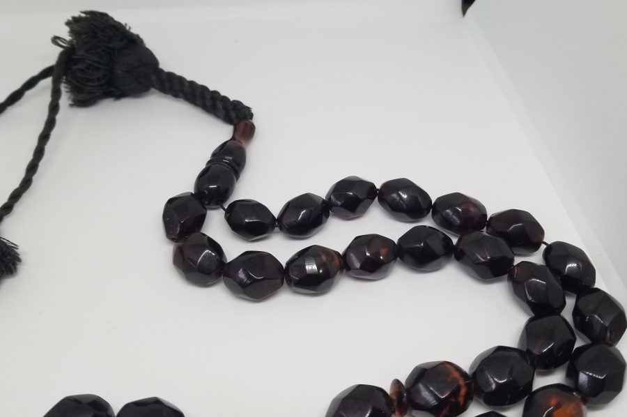 OSMANLI DÖNEMİ USTA İŞİ EL YAPIMI FASETA KESİMLİ ATEŞ KEHRİBARI TESPİH