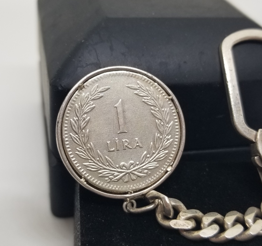 CUMHURİYETİMİZİN SON GÜMÜŞ PARASINDAN YAPILMIŞ ANTİKA GÜMÜŞ ANAHTARLIK