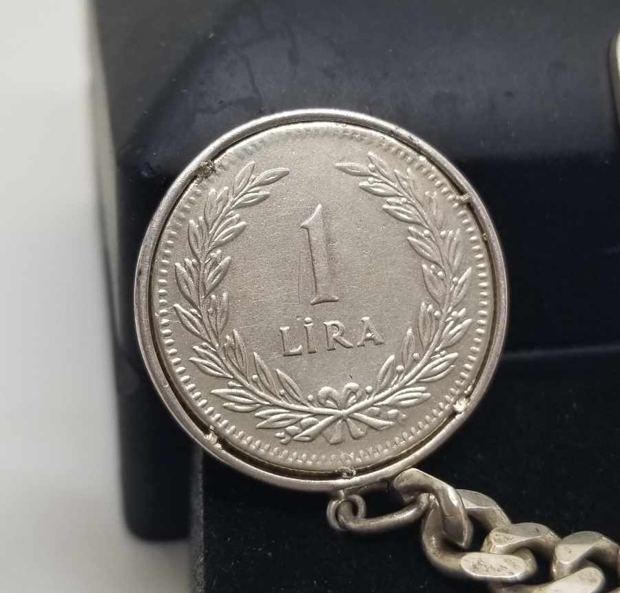 CUMHURİYETİMİZİN SON GÜMÜŞ PARASINDAN YAPILMIŞ ANTİKA GÜMÜŞ ANAHTARLIK