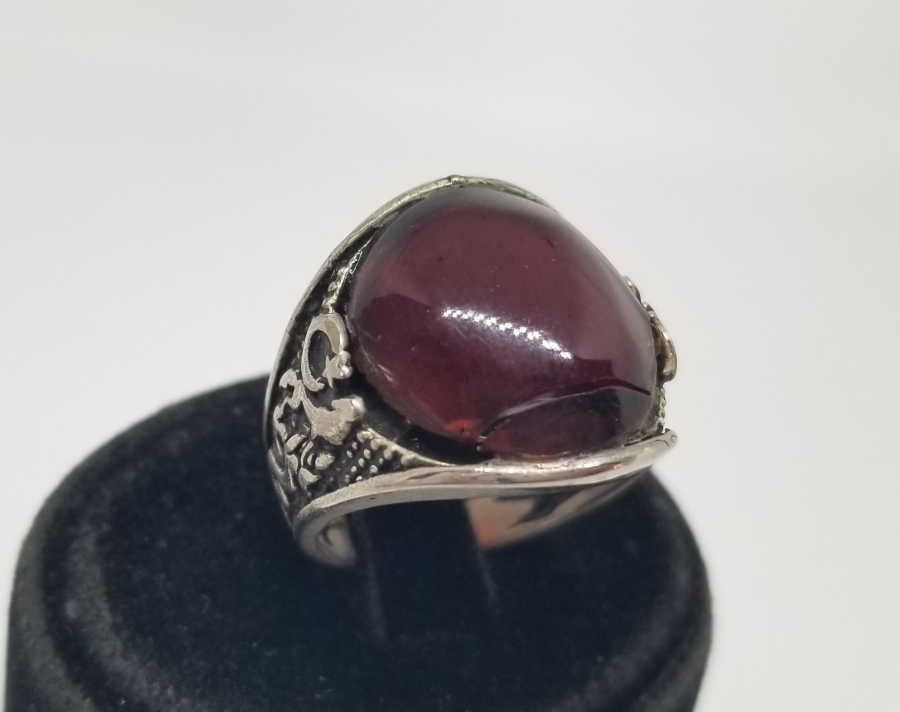 SIKMA KEHRİBAR KAŞLI ÖZEL YAPIM YÜZÜK