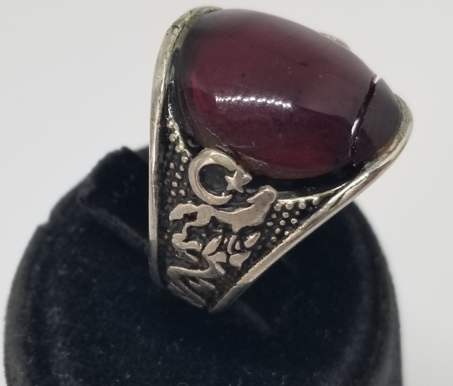 SIKMA KEHRİBAR KAŞLI ÖZEL YAPIM YÜZÜK