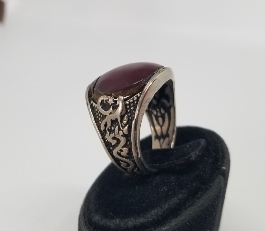 SIKMA KEHRİBAR KAŞLI ÖZEL YAPIM YÜZÜK