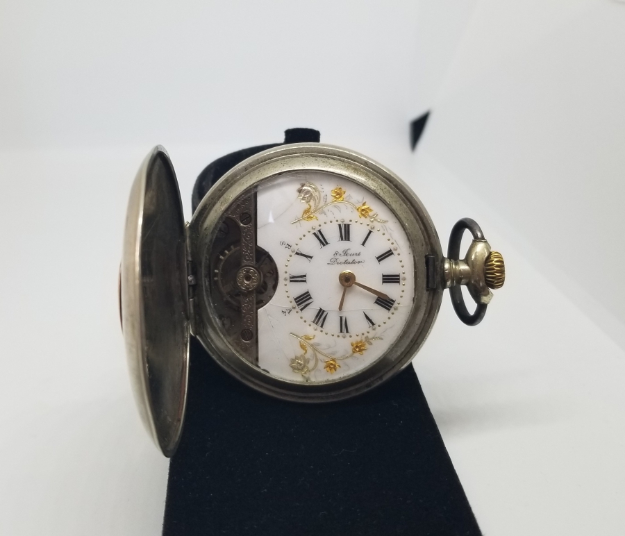 OSMANLI DÖNEMİ AVCI KASA 8 GÜNLÜK NADİR TİPTE KURMALI CEP SAATİ