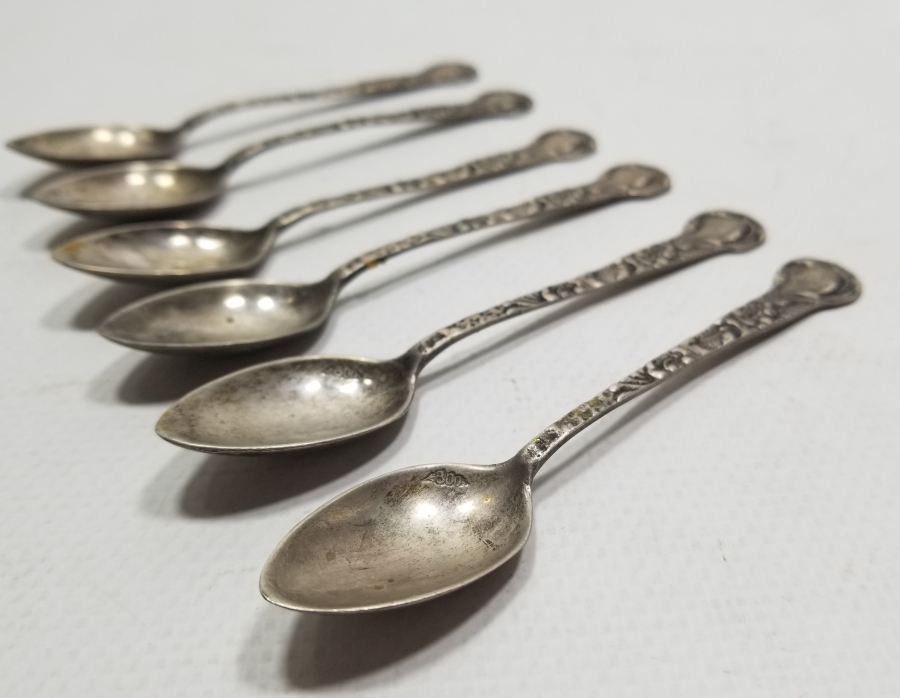 KABARTMA İŞÇİLİKLİ ANTİKA GÜMÜŞ ÇAY KAŞIĞI TAKIMI