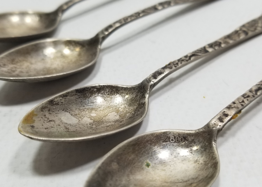 KABARTMA İŞÇİLİKLİ ANTİKA GÜMÜŞ ÇAY KAŞIĞI TAKIMI