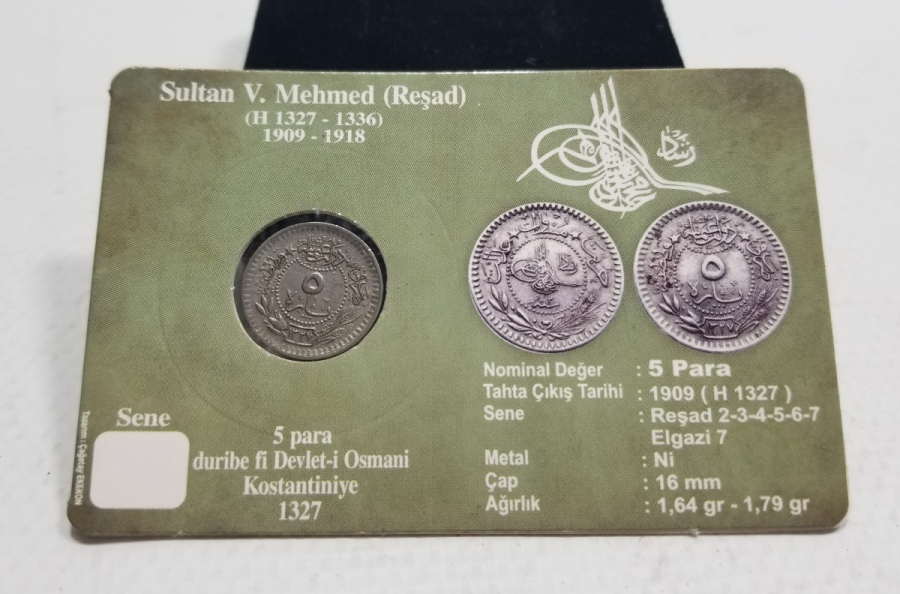MEHMET REŞAT HAN DÖNEMİ KOLEKSİYONLUK NİKEL 5 PARA