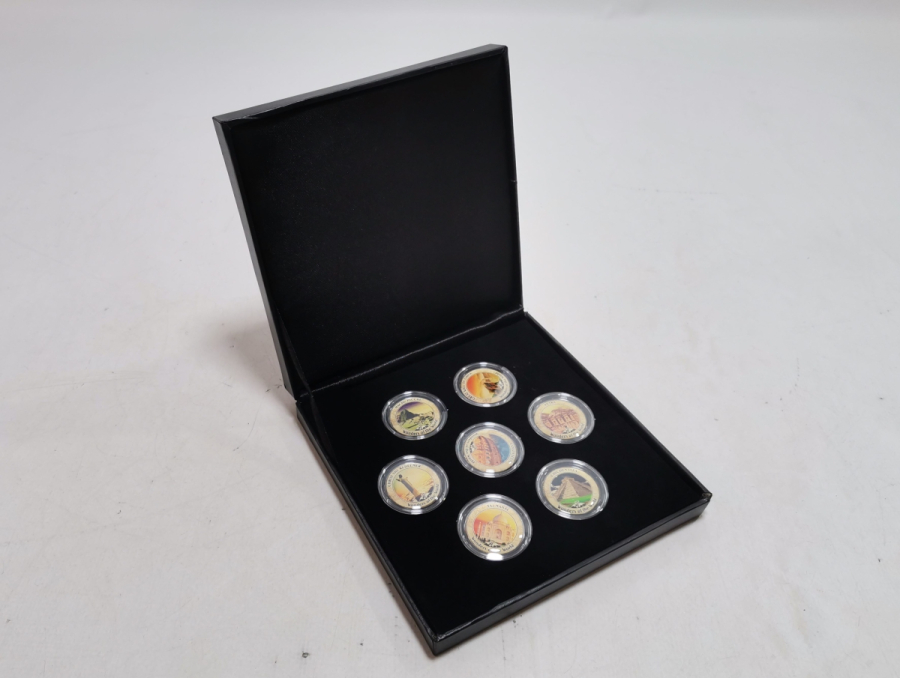 DÜNYANIN 7 HARİKASI GÖRSELLİ GÜMÜŞ KAPLAMA HATIRA PARA SETİ