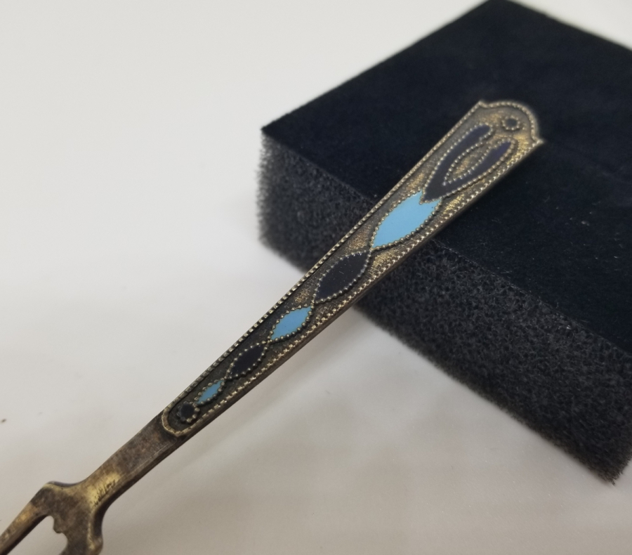 ORAK ÇEKİÇ DAMGALI ANTİKA MİNELİ RUS GÜMÜŞ PEYNİR ÇATALI