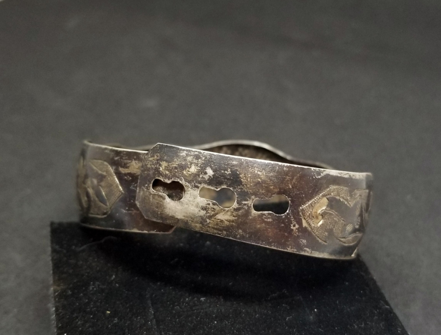 OSMANLI DÖNEMİ SAVATLI GÜMÜŞ VAN LALESİ GÖRSELLİ BİLEZİK