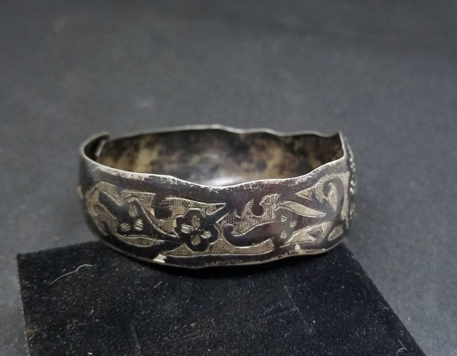 OSMANLI DÖNEMİ SAVATLI GÜMÜŞ VAN LALESİ GÖRSELLİ BİLEZİK