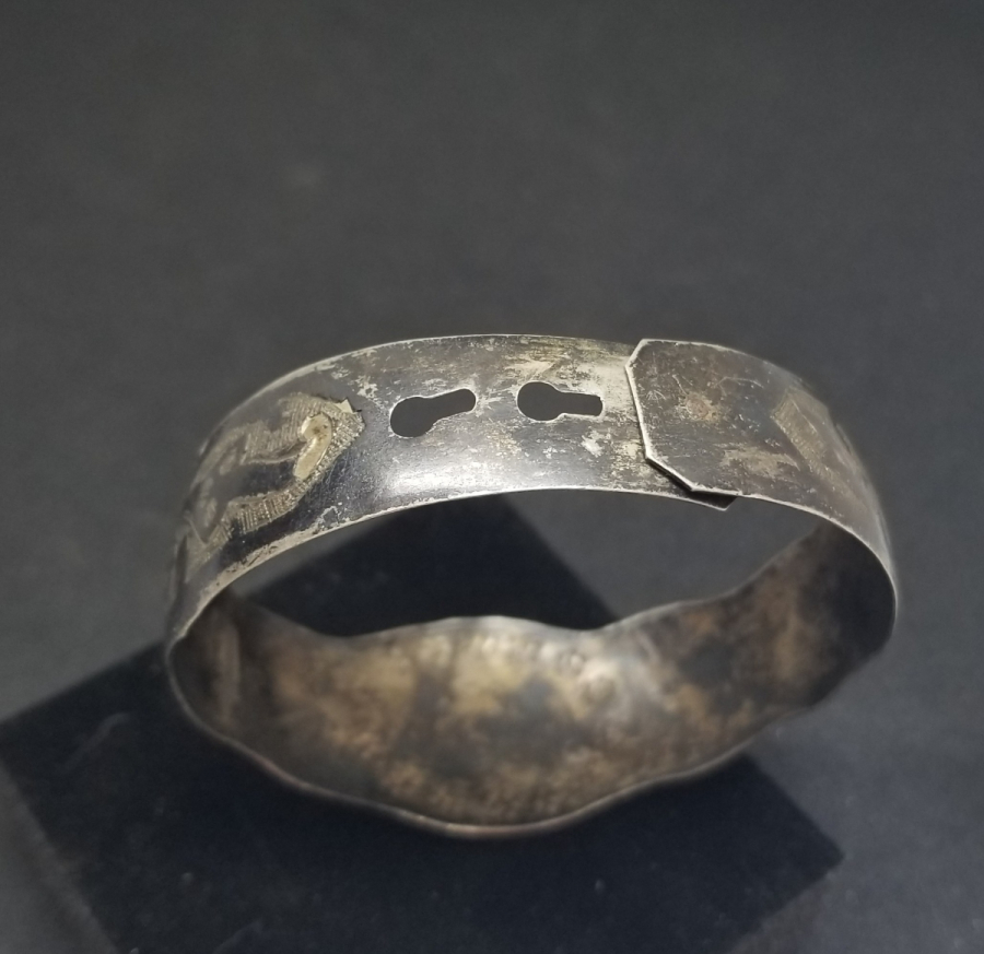 OSMANLI DÖNEMİ SAVATLI GÜMÜŞ VAN LALESİ GÖRSELLİ BİLEZİK