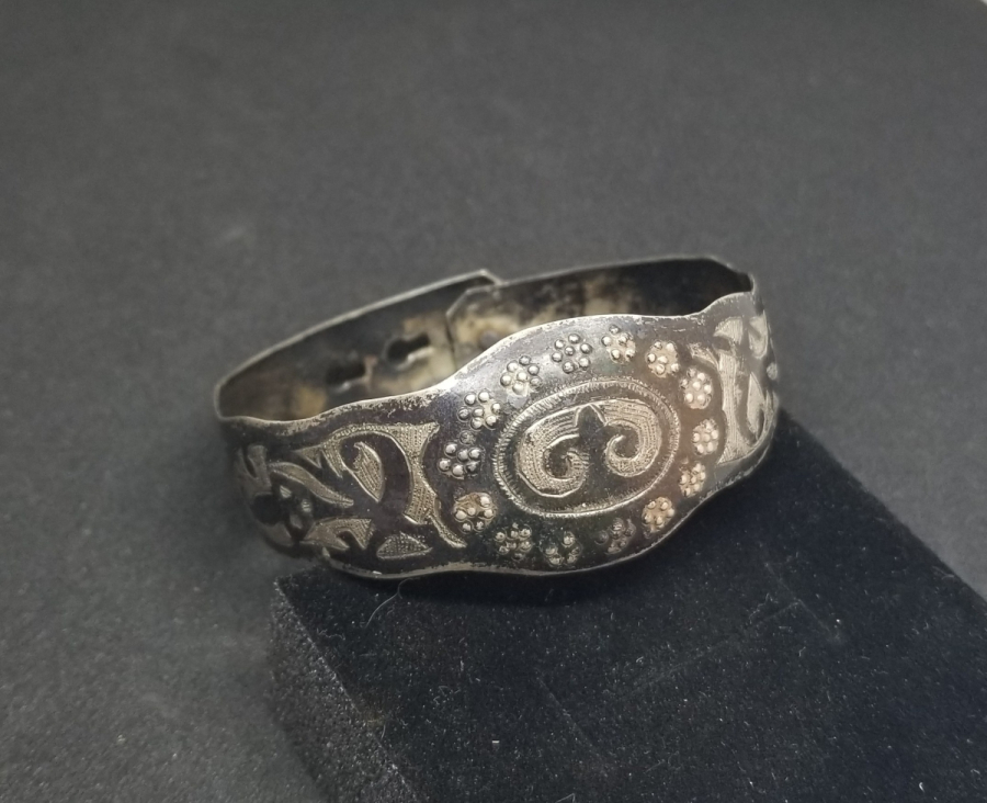 OSMANLI DÖNEMİ SAVATLI GÜMÜŞ VAN LALESİ GÖRSELLİ BİLEZİK