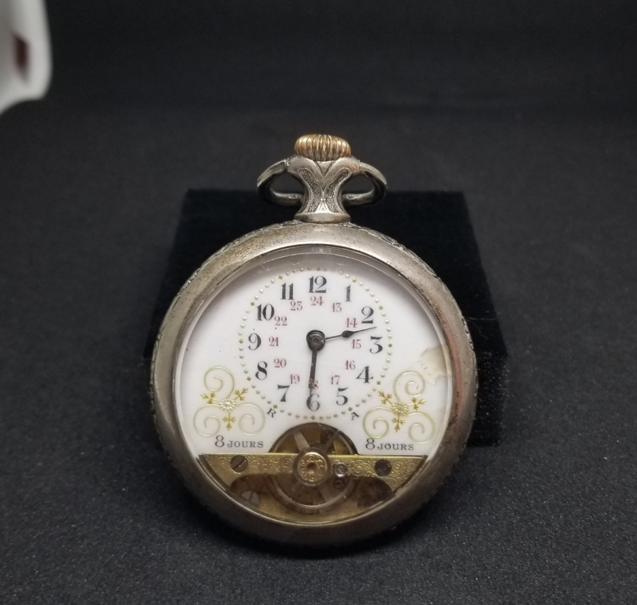 OSMANLI DÖNEMİ GÜMÜŞ KASA 8 GÜNLÜK NADİR TİPTE KURMALI CEP SAATİ