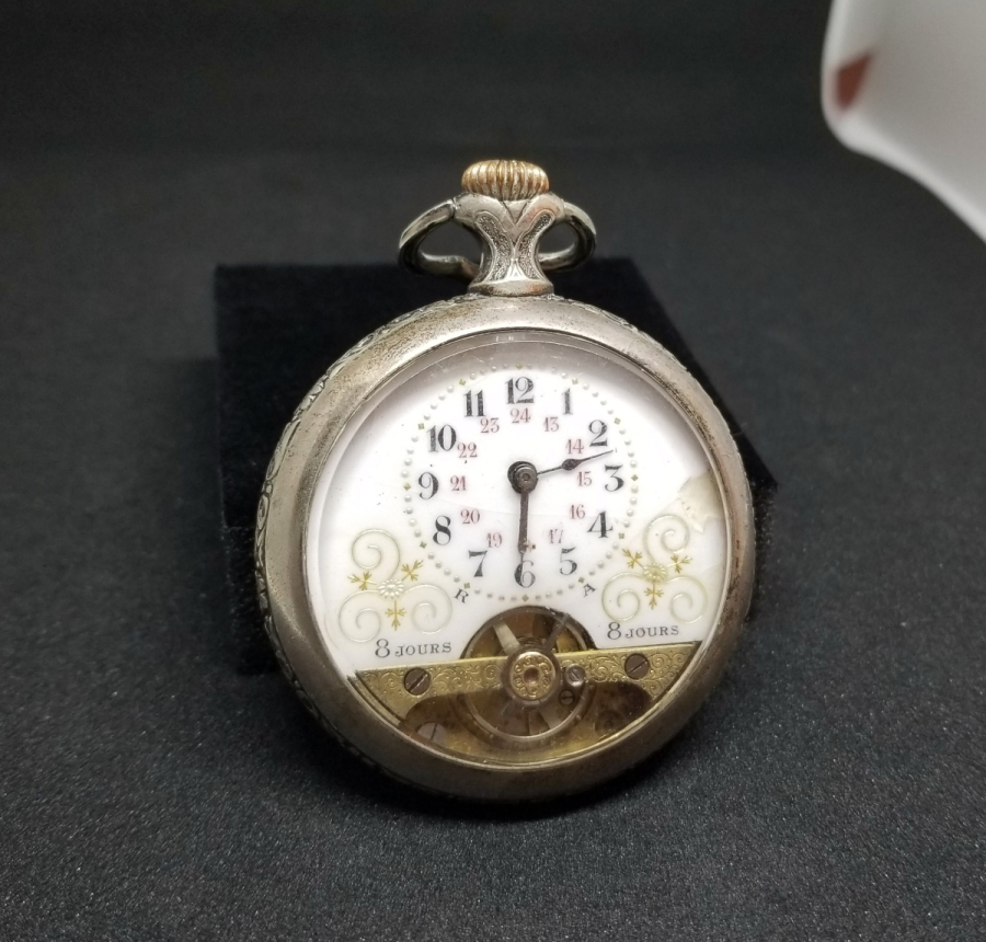 OSMANLI DÖNEMİ GÜMÜŞ KASA 8 GÜNLÜK NADİR TİPTE KURMALI CEP SAATİ