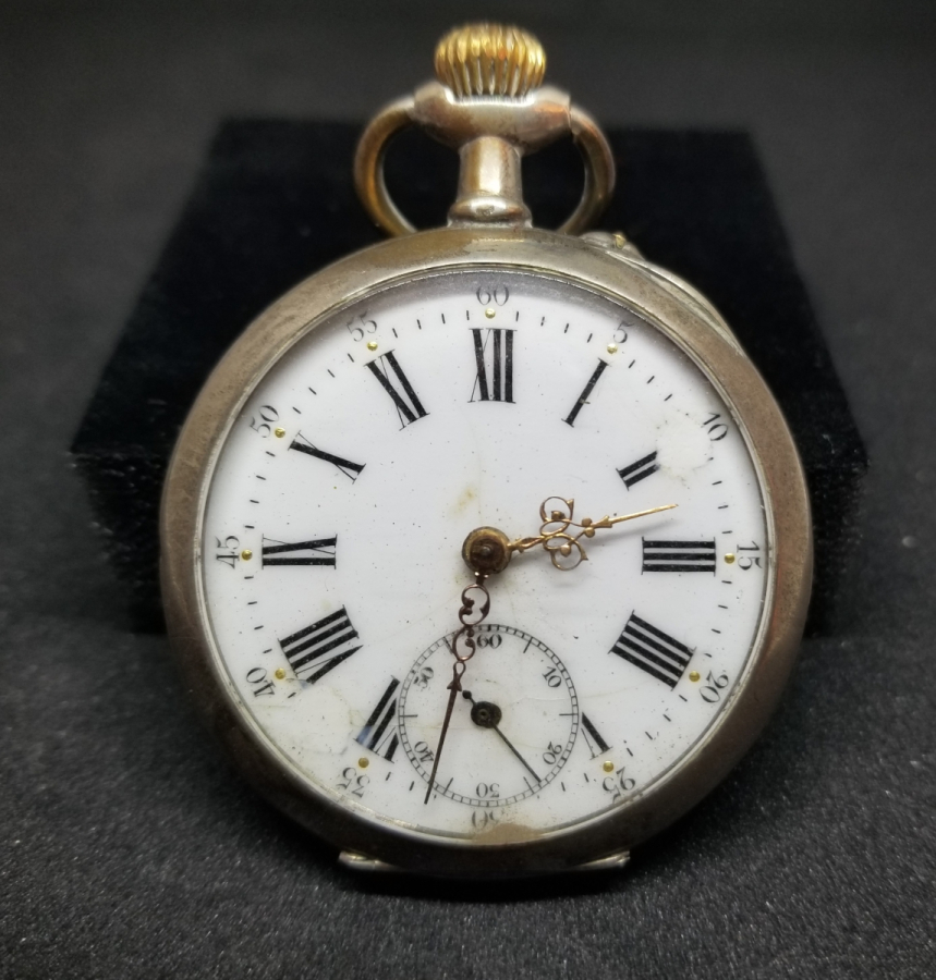 OSMANLI DÖNEMİ GÜMÜŞ KASA VE KADRANI ALTIN DAMLALI KURMALI CEP SAATİ