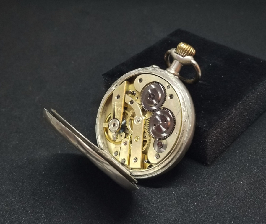 OSMANLI DÖNEMİ GÜMÜŞ KASA VE KADRANI ALTIN DAMLALI KURMALI CEP SAATİ