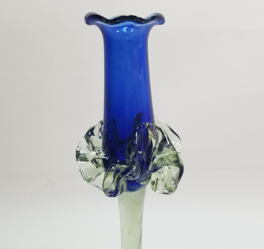 ÜFLEME CAMDAN MAMUL ANTİKA FIRFIRLI CAM MUMLUK